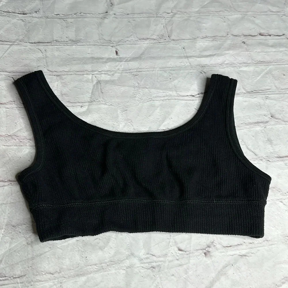 Skims waffle Knit scoop bra in Onyx size M GUC - Picture 2 of 4